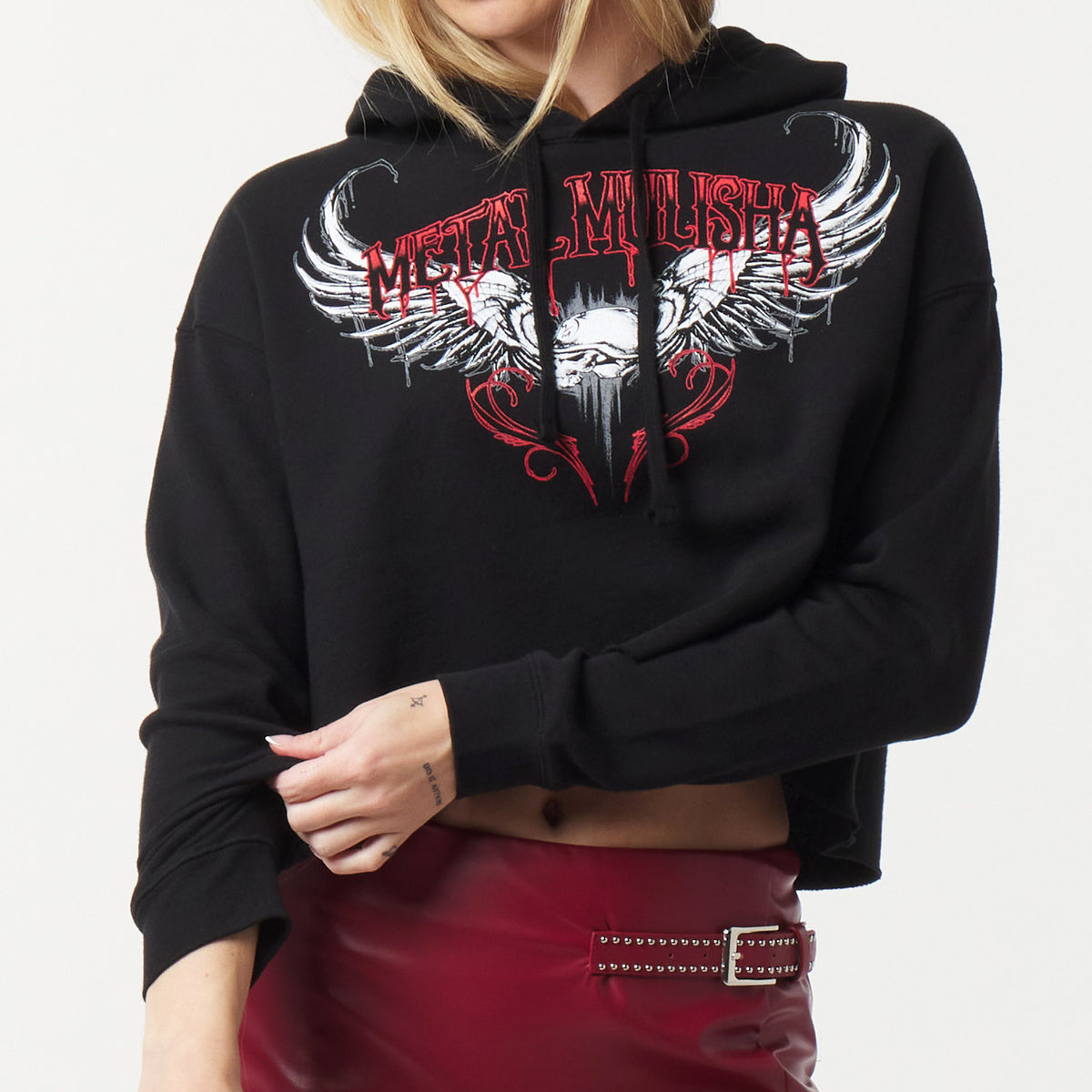 BAD TO THE BONE CROPPED HOODIE