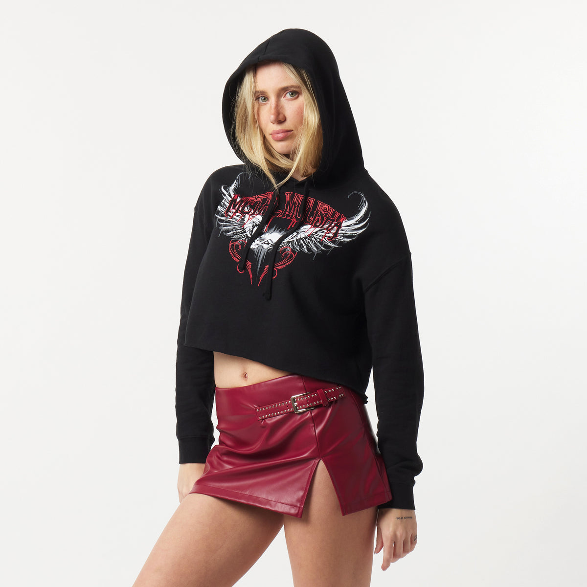 BAD TO THE BONE CROPPED HOODIE